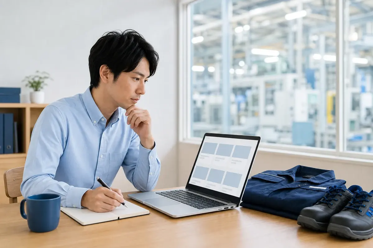 工場求人をパソコンで比較する求職者