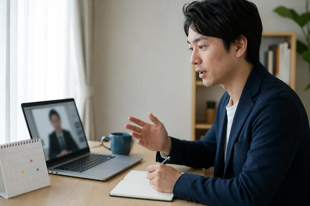 オンライン面接の前に出社頻度の質問を整理する求職者