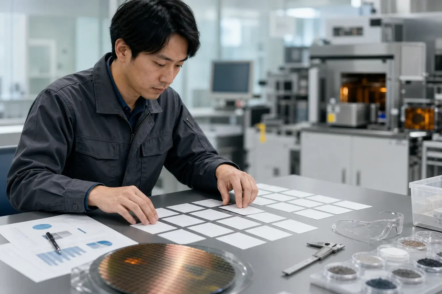 半導体の工程・設備・品質・改善経験を白いカードへ分けて整理する技術者