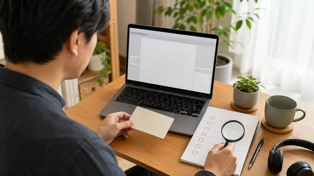 在宅ワークの利用料を申込画面と確認表で照合する人