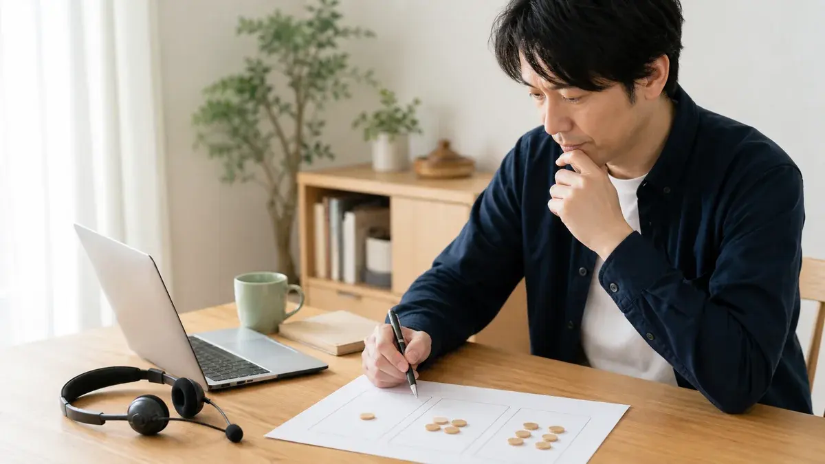 在宅テレアポの成果数を三つのケースに分けて試算する人